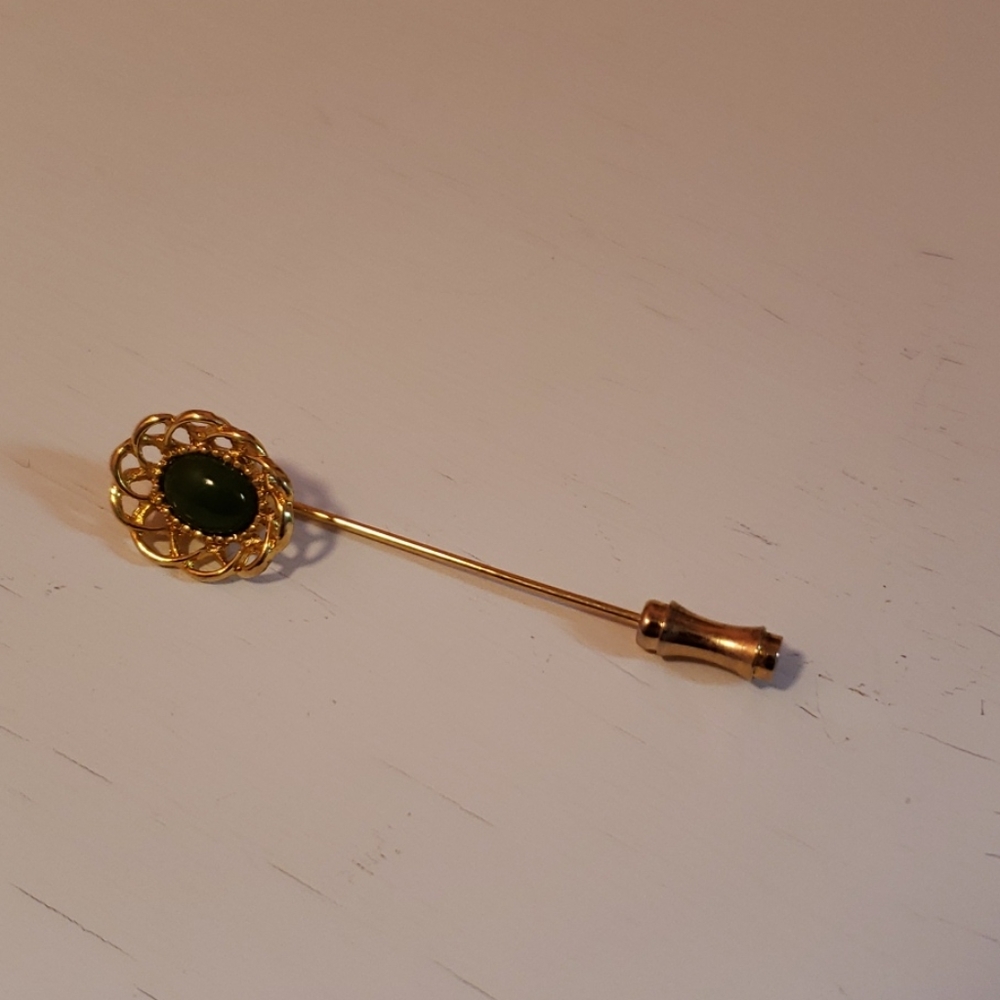 Vintage gold and green pin